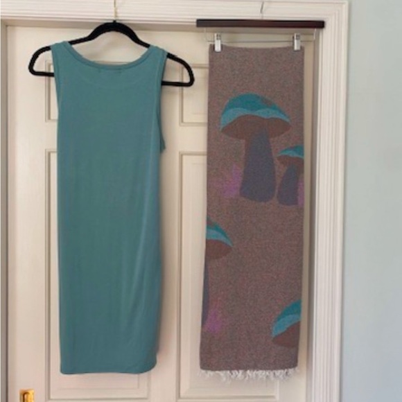 Jet Set Front Side Tie Dress Light Teal Green Medium + Teal Travel Blanket SET 2 - Picture 7 of 14